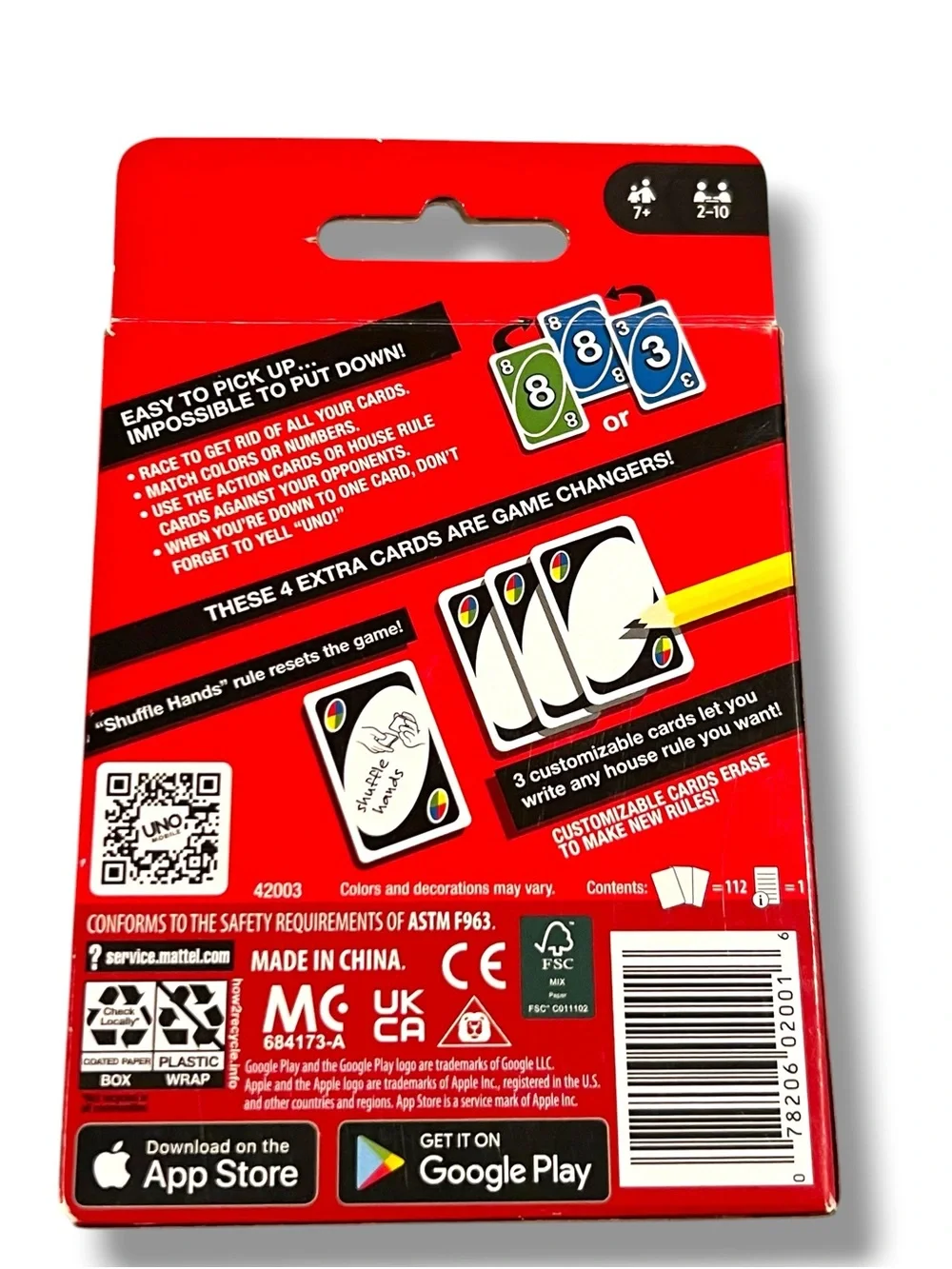 Mattel UNO Card Game set With Customizable Wild Cards NEW PACKAGE ages 2-10 D-9